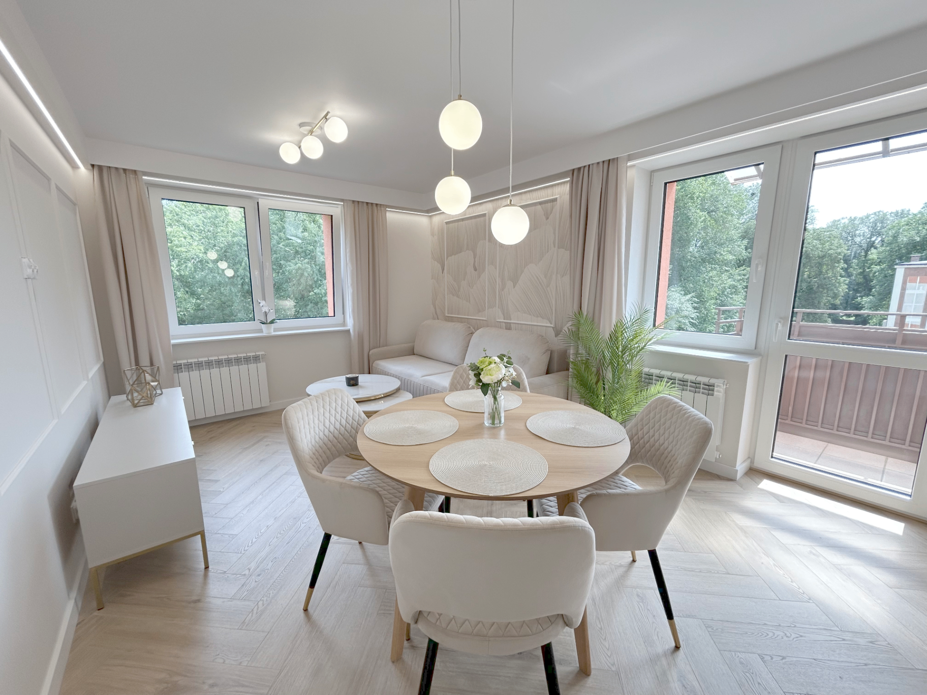 Nowoczesne mieszkanie w Radomiu ul. 25 Czerwca 68B - widok na salon z jadalnią